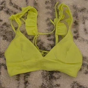 Neon yellow triangle bikini top